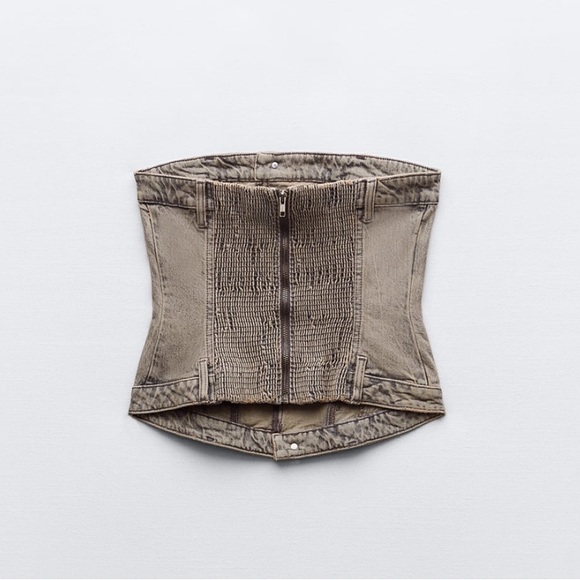 CORSET STYLE DENIM TOP TRF - Picture 6 of 7